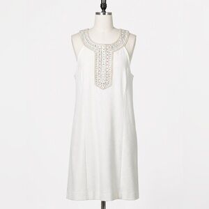 Jessica Simpson White Embellished Neck Shift Dress Size 10 Sleeveless